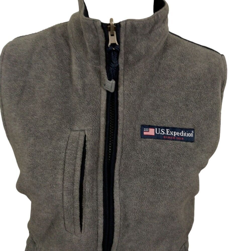 US Expedition Jacket Full Zip Sleeveless Outdoor Gray Blue - Picture 2 of 5